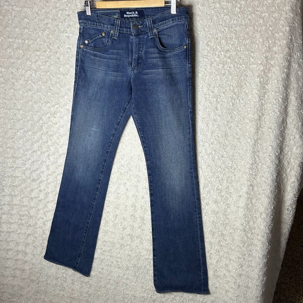 Rock & Republic Slim Dark Wash Flare Jeans Size 31 / Size 10 Medium